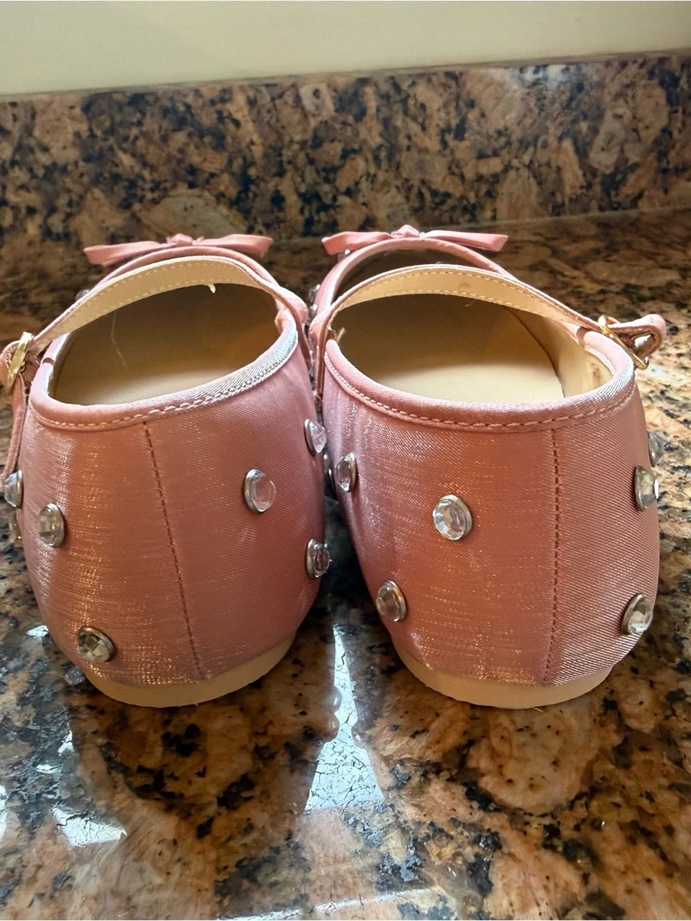 NWOB Janie and Jack Jewel Peach Candy Mary Jane Ballet Flats, Size 3